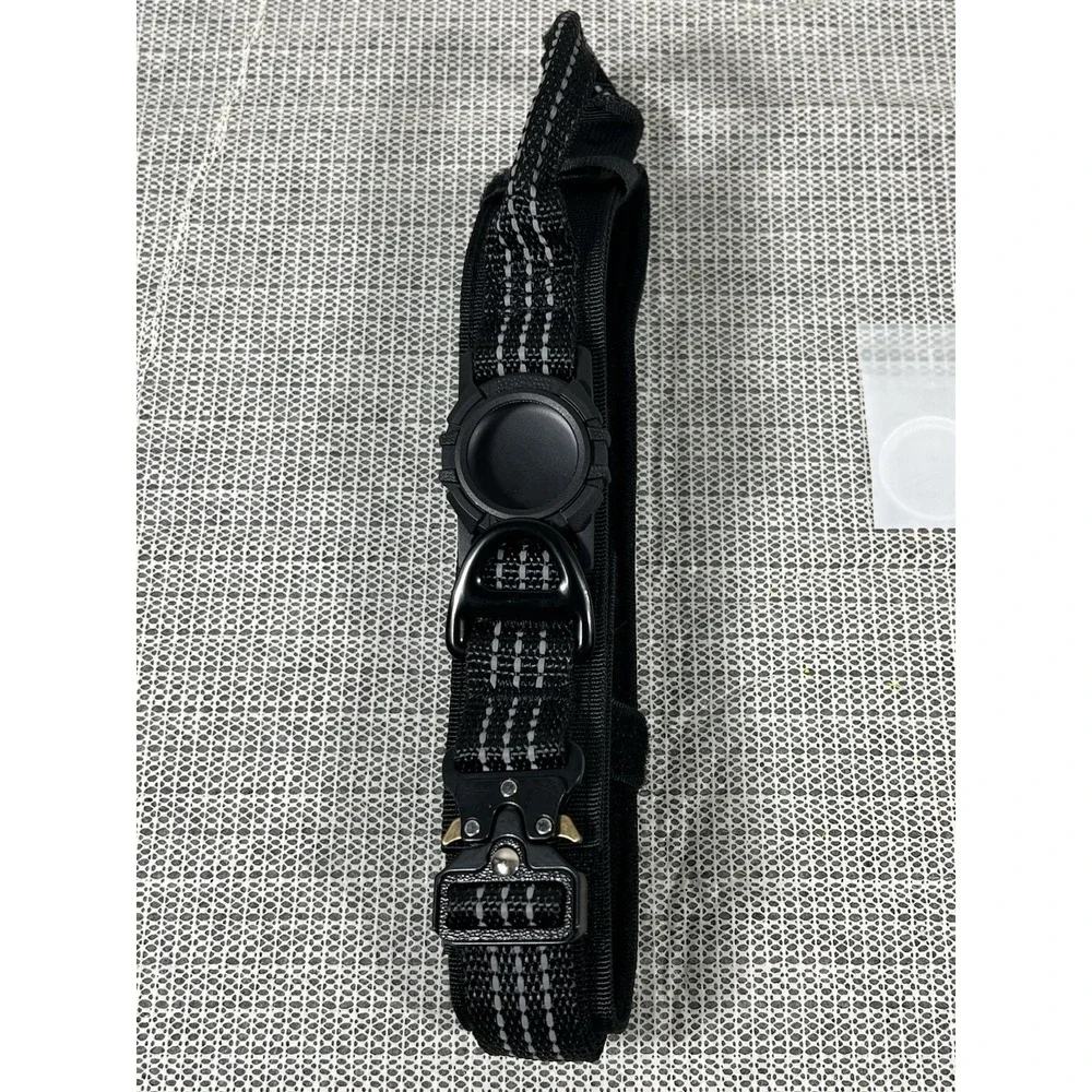 Profavo XL ‎ Tactical AirTag Dog Collar Black  2 Hook/Loop Rubber Patches